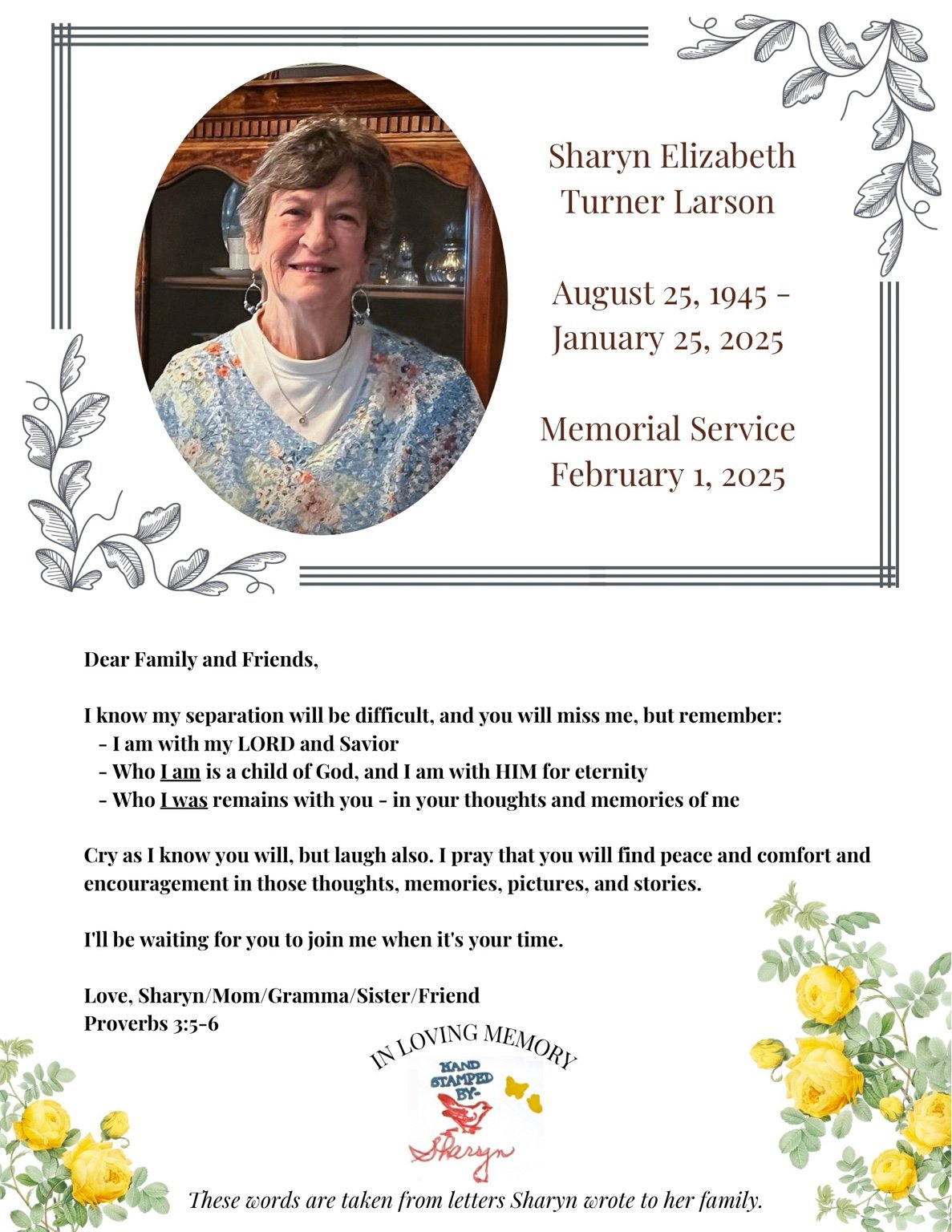 Memorial card, front and back
